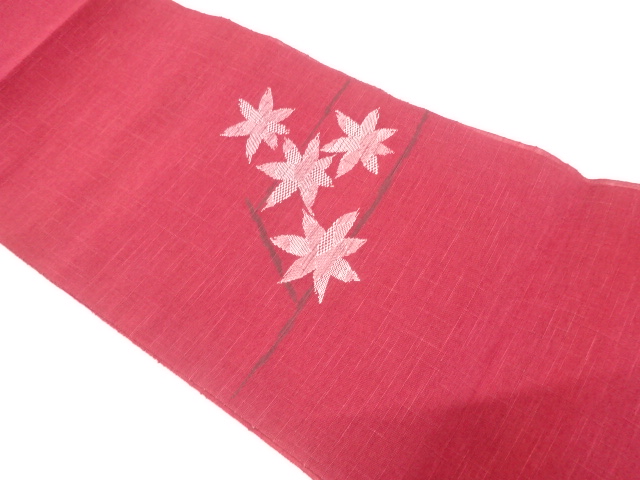 楓模様織り出し　夏用名古屋帯